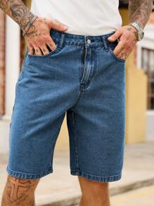 RivetRise Shorts vaqueros casuales tipo bermuda con bolsillos para hombre
