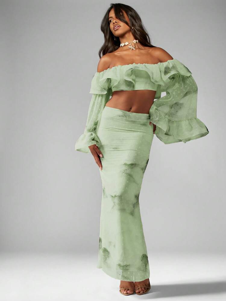 MISSGUIDED Ethereal Watercolor Tie Dye Maxi Skirt
