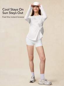 OutZeal SunProof UPF50+ Cooling Sun Protection Curved Hem Long Sleeve Tee Women With Pockets