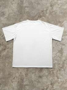 Women's Loose White Round Neck T-Shirt With Rock Guitar & Cartoon Graphic Print, Fashion Pullover Tee For Spring, Summer & Autumn - White - View 2