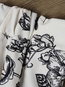 SHEIN Clasi 2件套女士加大码休闲无袖上衣和印花A字裙 - 黑色 - 查看 6