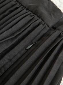 Modelyn Romantic Sweet Ruched Twist Double Layer Women's Shorts, Pleated Skorts For Women Summer - Black - View 6