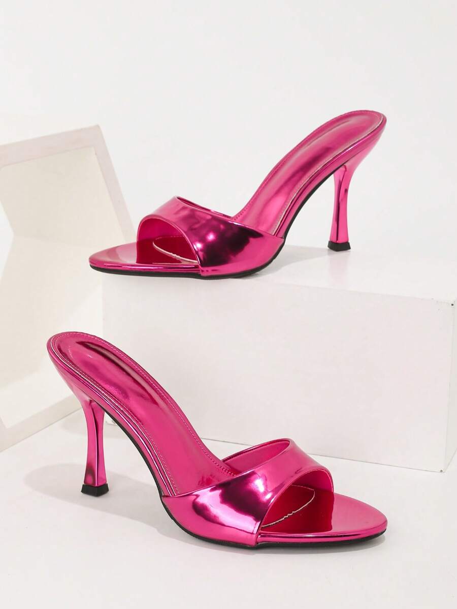 CUCCOO SZL Women's Metallic Pointed Toe High Heel Party Sandals - Hot Pink - View 1