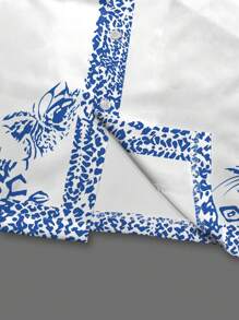 Manfinity RSRT Men's Vacation Palm Tree Digital Print Shirt And Shorts Casual Suit, Cozy Outfits - White - View 6