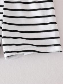 SHEIN Playful Pals Baby Girl Casual Striped Romper, Spring/Summer - Black and White - View 7