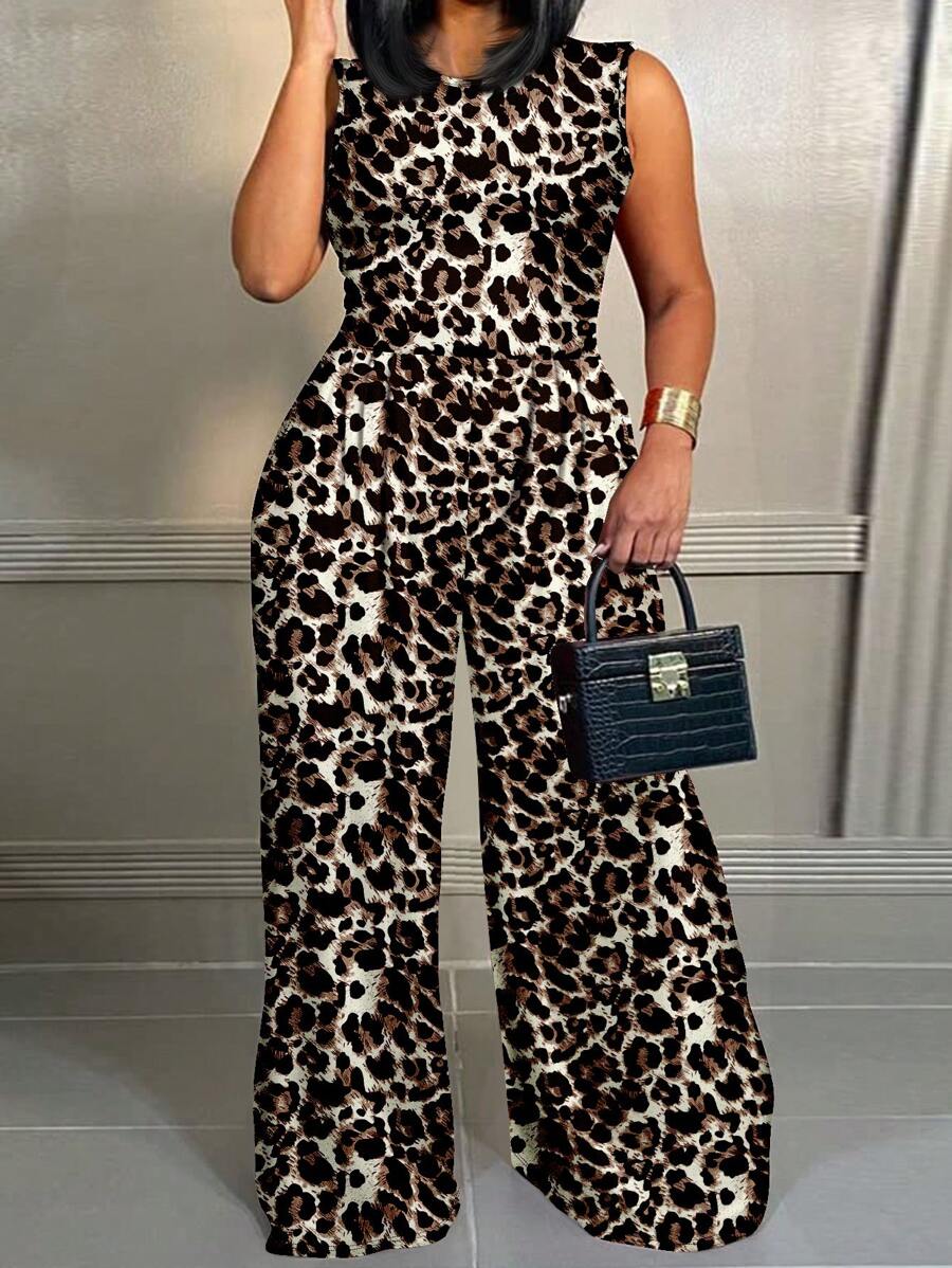 Slaydiva Bộ áo liền quần in hình cỡ lớn, mùa hè - màu nâu - Xem 1