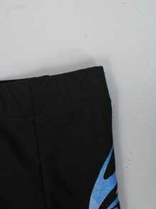 Manfinity Swimmode Men's Beach Vacation Contrast Color Print Swim Trunks Men Black Swim Trunk Men Swim Trunks - Black - View 8