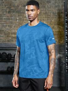 Manfinity Sport Corelite Men's Summer Camo Print Short Sleeve Sports T-Shirt - Dusty Blue - View 1