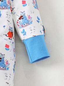 Baby Boy Cartoon Cat Print Long Sleeve Casual Jumpsuit - Multicolor - View 5