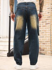 Manfinity Homme Jeans casuales y a la moda con bolsillos rotos para hombres - Azul - Ver 2