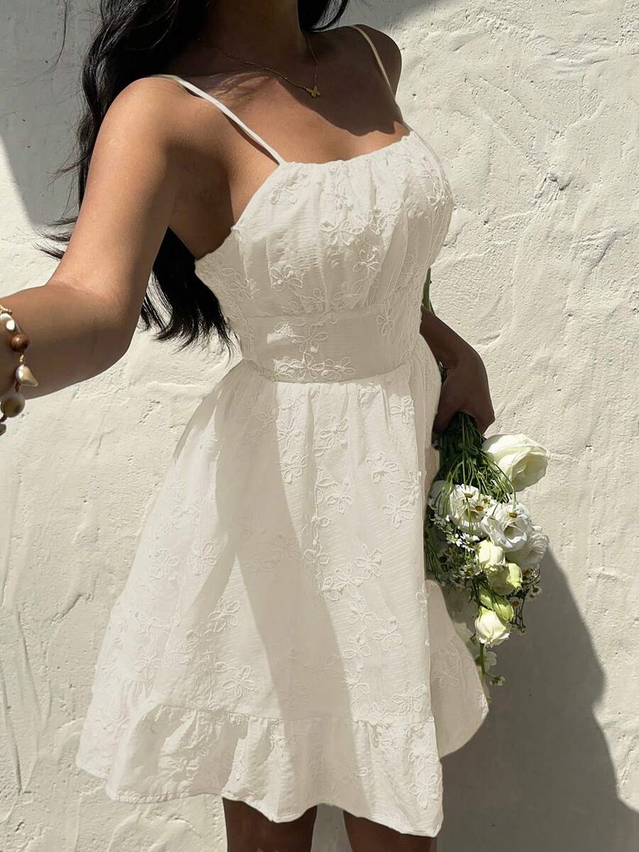 SHEIN Frenchy Đầm suông hở lưng thắt eo phong cách nghỉ dưỡng thường ngày mùa hè cho nữ - Màu be - Xem 1