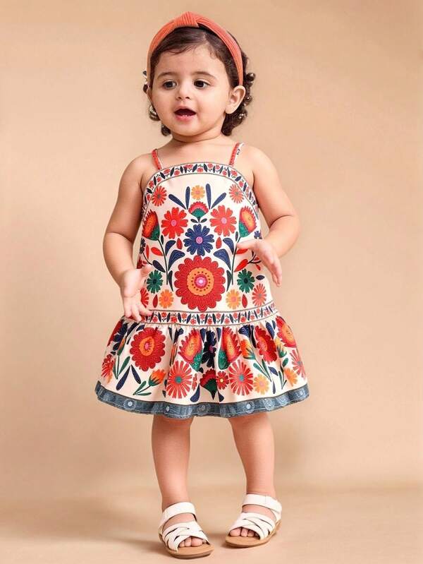 Baby Girl Ditsy Floral Woven Sleeveless Dress