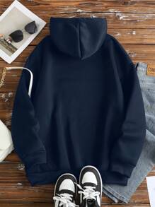 Flirla Plus Size Women's Casual Daily Letter Print Pullover Hoodie Casual Long Sleeve Graduation,Back To School,Graduation,Teacher,Back To School Fall Winter Autumn