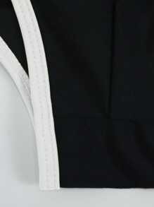 Manfinity Swimmode 男士撞色抽绳腰沙滩泳裤，夏季男士比基尼泳装男士三角泳裤男士泳衣泳裤男士比基尼内衣男士泳装