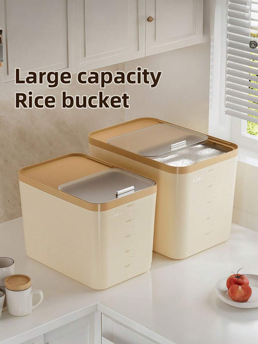 5/10/15kg Food Storage Rice Barrel, Large-Size Rice And Flour Container, Push-Pull Food Storage Box, Thickened Household Use, Suitable For Kitchen