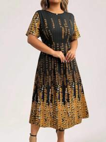 SHEIN Clasi Plus Size Women Woven Long Elegant Floral Digital Print Dress, Fashionable & Refined, Summer