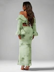 MISSGUIDED Ethereal Watercolor Tie Dye Maxi Skirt , Occasion Evening Party Wedding Guest Spring Summer Resort Wear
