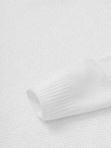 EURMUSE Herr Enfärgad Casual Texturerad Hög Halsad Regular Tröja - Vitt - Visa 5