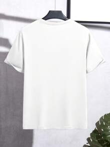Manfinity Homme Camiseta de manga corta cuello redondo de ajuste slim con gráfico minimalista para hombres