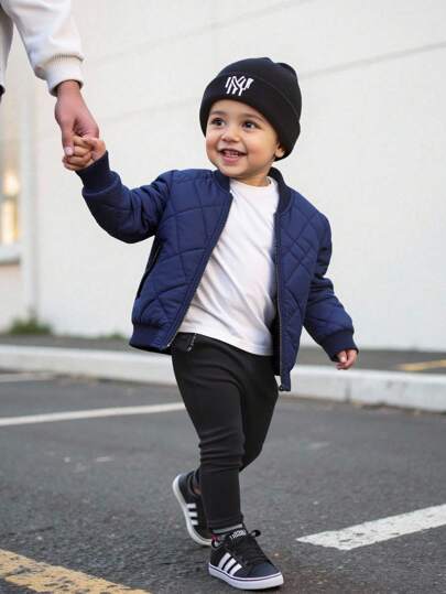 TaviRue Baby Boy Zip Up Quilted Bomber Jacket,In Fall/Winter