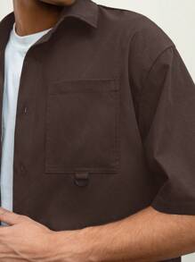SWAVVY Camisa informal de manga corta holgada tejida para hombre, para la escuela