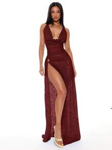 Musera Resort فستان ماكسي غطاء مفصل بالدانتيل مع شق في الجانب وحلقة عند الرقبة، مناسب للصيف والربيع والعطلات والعطلات الساخنة والنوادي في إيبيزا والشواطئ وحفلات الزفاف وحفلات عيد الميلاد والنهضة والخريف والشتاء