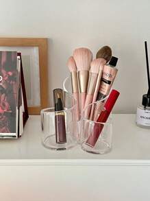 SHEIN 1 hộp đựng đồ trang điểm bằng nhựa, hộp trong suốt hiện đại, thích hợp cho gia đình, bãi biển ngày lễ, bộ sưu tập phòng tắm, bộ sưu tập phòng ngủ, quà tặng Ngày của Cha, hộp đựng cọ trang điểm, hộp đựng mỹ phẩm và giá đựng bút, thích hợp cho bàn làm việc văn phòng, hộp đựng đồ để bàn và phụ kiện bàn trang điểm, thích hợp làm quà tặng ngày lễ Giáng sinh - Trong sáng - Xem 7