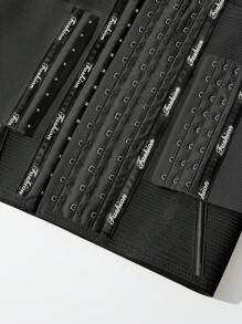 SuitURBody Women's Letter Pattern Front Button Body Shaping Waist Belt One Piece - Black - View 6