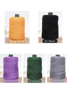 1卷彩色扭纹编织绳，DIY工艺空心绳，手工包，抽绳带配件，装饰性聚丙烯纤维绳，钩针线，手工钩编包线，靠垫，帽子，现代纯色聚酰胺DIY纱线 - 彩色 - 查看 3