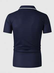 Manfinity Homme 男士休闲公牛图案撞色短袖 Polo 衫，夏季