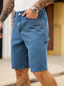 RivetRise Shorts vaqueros casuales tipo bermuda con bolsillos para hombre
