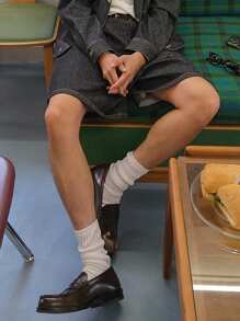 DAZY 夏季男士宽松休闲口袋阔腿牛仔短裤 - 黑色 - 查看 5