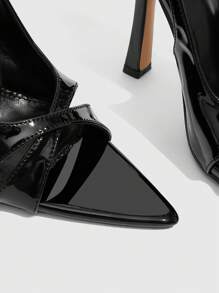 CUCCOO SZL 尖头性感细高跟鞋黑色派对和晚装高跟鞋露趾镂空高跟凉鞋女士