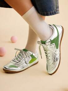 CUCCOO EASI 女式黑色复古休闲运动鞋 - 銀色 - 查看 4