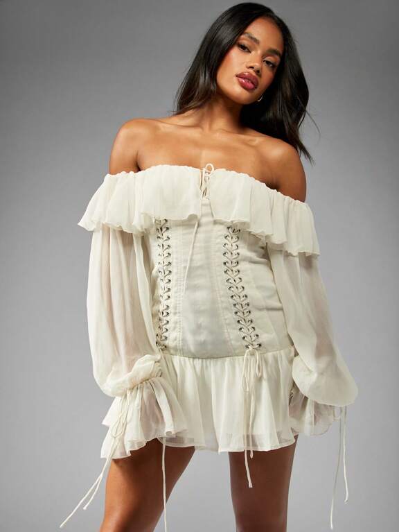missguided corset dress MISSGUIDED Corset Lace Up Midaxi Dress With Full Circle Skirt Christmas MISSGUIDED