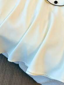 Franclia 女士优雅黑白撞色无袖装饰口袋可爱中长连衣裙，适合通勤