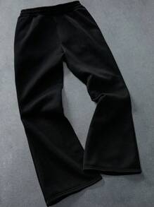Manfinity Campus Court 男款芝加哥 23 3D 刺绣运动衫，黑色，23 运动裤，芝加哥运动裤，Y2k 运动裤，黑色图案运动裤，男款运动裤，2000 年代风格 - 黑色 - 查看 4