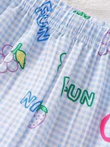 Baby Girls' Fruit Pattern T-Shirt & Plaid Fruit Print Pants 2pcs Outfit - Multicolor - View 3