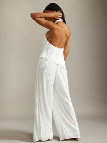 Hauture Old Money Sexy Business Casual Satin Pleated Wide Leg Ivory Pants For Women – Elegant High Waist Palazzo Trousers, Chic Office Lady Statement, Professional Workwear & Stylish Basic Minimalist Bottoms