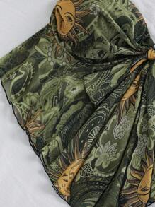 SHEIN PETITE CURVE Übergröße Damen-Urlaubs-Strick-Camisole-Tube-Top mit Retro-Print, geeignet für Herbst/Winter