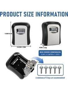 1pc Key Lock Safe Box, Wall-Mounted Key Lock Box, Outdoor Key Storage Cabinet, Combination Code Key Box With Alumimum Alloy Cylinder, High-Strength Material Housing Anti-Smash/Explosion/Lock, Reprogrammable Code, 6 Key Capacity, For Indoor/Outdoor/Garage/Garden/Shop/Construction Site