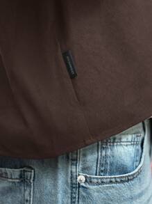 SWAVVY Camisa informal de manga corta holgada tejida para hombre, para la escuela