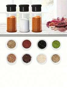 SHEIN 1/3/5/6/10PCS Plastic Transparent Spice Jars With Spice Jar Lids Seasoning Containers, Plastic Spice Bottle Spice Jars For Storing Spices, Herbs And Seasoning Powders, Suitable For Indoor/Outdoor Use, BBQ Accessories, Camping Essentials, Home Daily Use