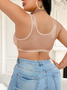 1pc Plus Size Front Open Wireless Bra - Apricot - View 7
