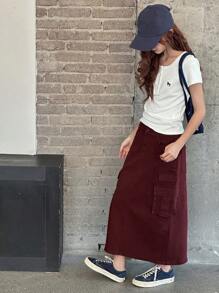 Dazy Kids 少女修身刺绣图案T恤，夏季 - 白色 - 查看 9