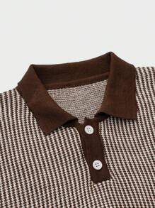 RueChic Camisa polo de cremallera media regular con textura de moda para hombres