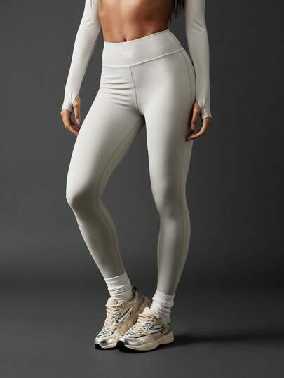 MISSGUIDED Mallas de tiro alto con ribete de contraste, banda de confort moldeadora, control exclusivo de humedad, ropa deportiva para uso diario