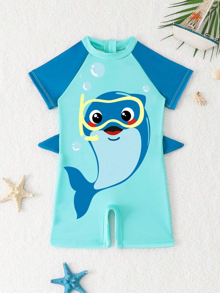 Infant Baby Boy Cute Shark Print One-Piece Swimwear Swim Suits For Kids Baby Swim Wear Toddler Swimming Suit Swim Suits For Kids Toddler Bathing Suits For Kids - Multicolor - View 1