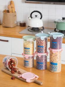 1pc Airtight Food Storage Container – Pink PP Grain Storage Box, Plastic Dry Food Pantry Organizer With Secure Lid - Green - View 7