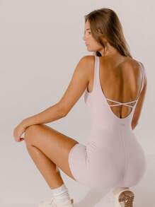 Aralina Leisurewear Active Pastel Pink Body-Hugging Shapewear Active Summer Cute Workout Jumpsuits